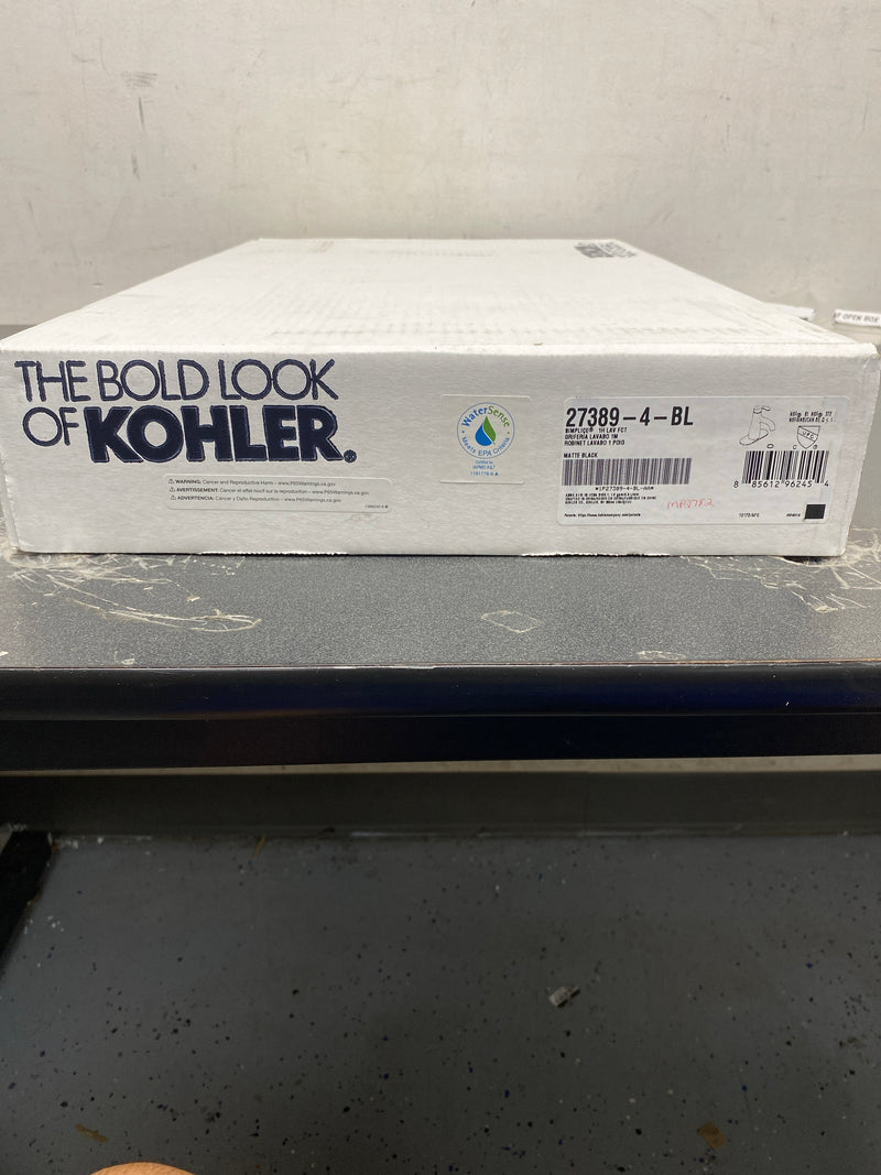 Kohler K-27389-4-BL Simplice 1.2 GPM Single Hole Bathroom Faucet with Clicker Drain Assembly - Matte Black