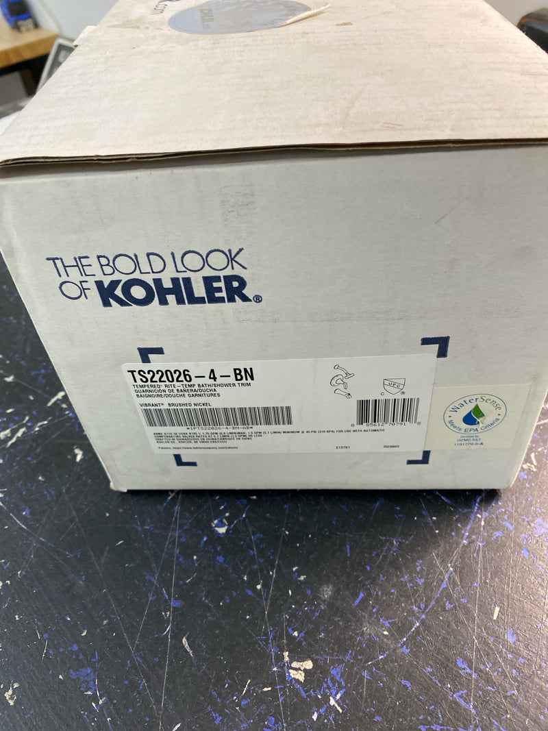 Kohler K-TS22026-4-BN Tempered Tub and Shower Trim Package with 1.75 GPM Single Function Shower Head - Vibrant Brushed Nickel