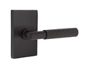 Emtek Select Passage, Modern Rectangular Rosette, T-Bar Stem, Hammered Lever, Flat Black, LH