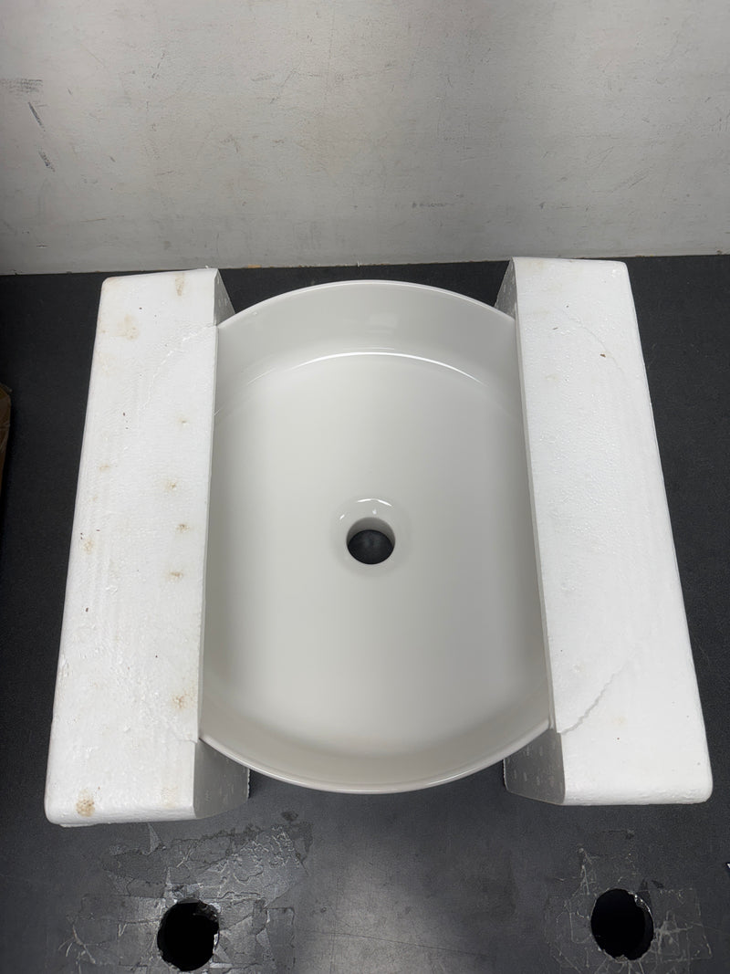 Signature Hardware 447954 Hibiscus 16" Circular Fireclay Vessel Bathroom Sink - White