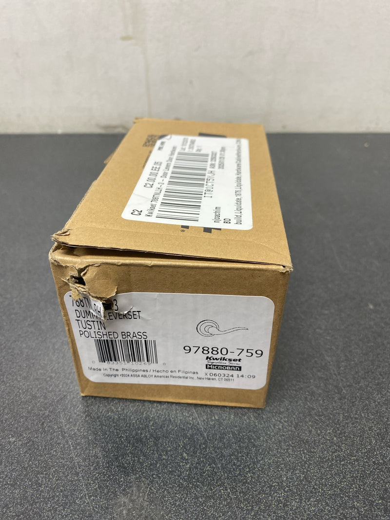 Kwikset Tustin Right-Handed Half-Dummy Lever with Microban Antimicrobial Protection in Polished Brass (97880-759)