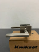 Kwikset 730HFLSQT-15V1 Halifax Privacy Door Lever Set with Square Rose - Satin Nickel