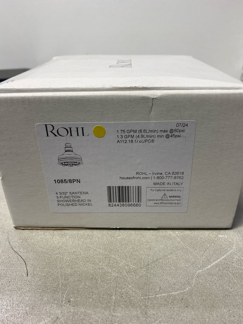 Rohl 1085/8PN 3-Spray Patterns 4.1 in. Single Wall Mount Fixed Shower Head in Polished Nickel