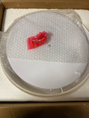 VAXCEL Burnaby 16 Inch Mid Century Modern 2-Tier Drum Semi Flush Mount Ceiling Light, Matte Brass Finish, Dimmable Ceiling Mounted Lighting, White Linen Shade