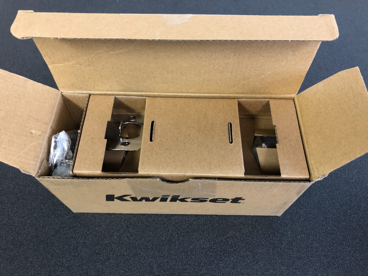Kwikset Pismo Passage Door Knob Set with Square Rose - Polished Chrome