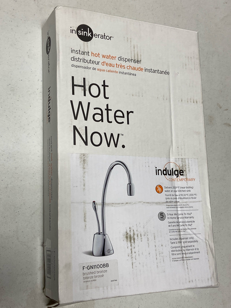 InSinkErator F-GN-1100-BB Instant Hot Water Dispenser, Single Handle with 5-Year In-Home - Less Tank - Brushed Bronze