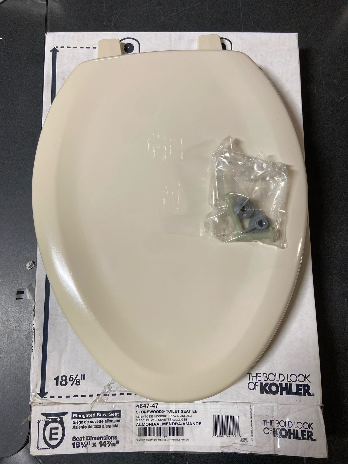Kohler K-4647-47 Stonewood Elongated Closed-Front Toilet Seat - Almond