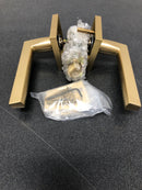 Emtek 5110HLOUS4LH Helios Left Handed Passage Door Lever Set with Square Rose - Satin Brass