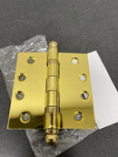 Nostalgic Warehouse 746101 4" x 4" Ball Bearing Square Corner Mortise Hinge with Steeple Tip - Polished Brass