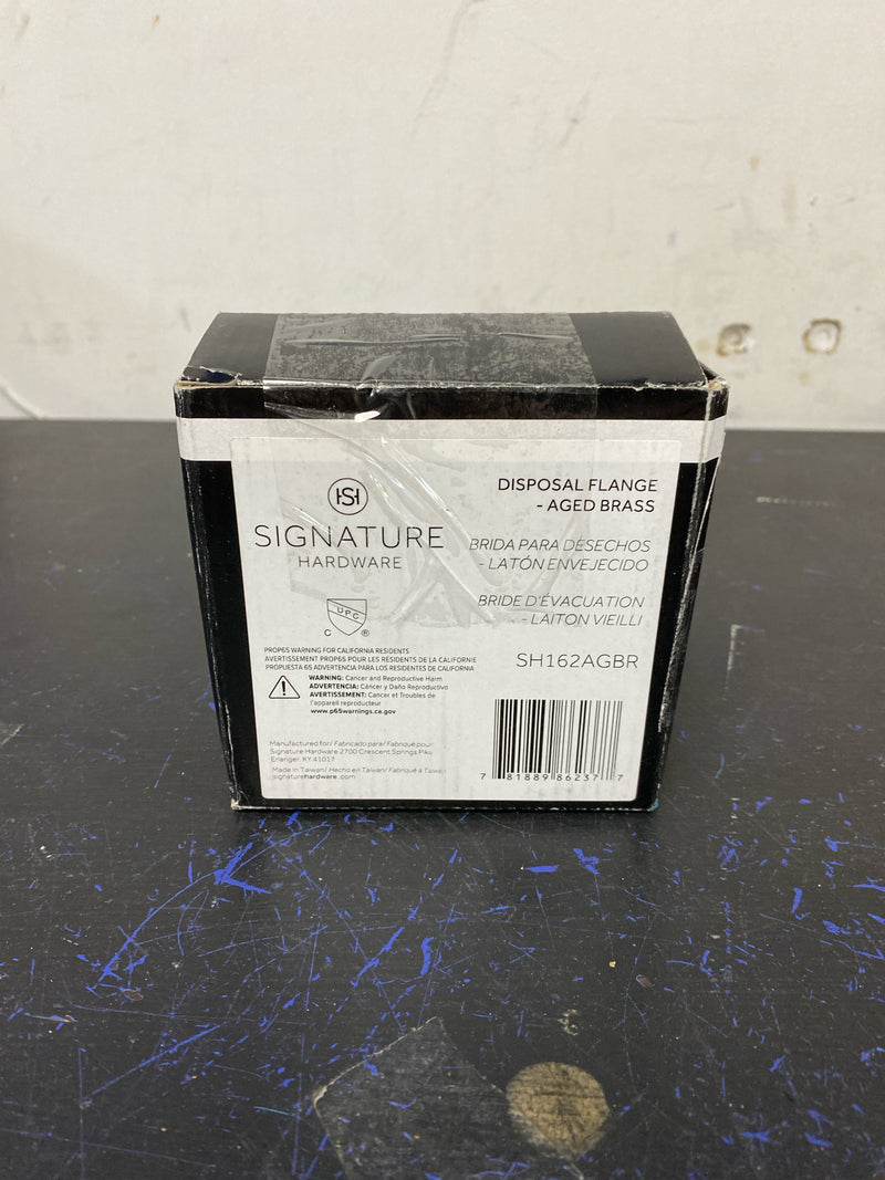 Signature Hardware 482753 3-1/2" Brass Kitchen Garbage Disposal Flange and Stopper - Aged Brass