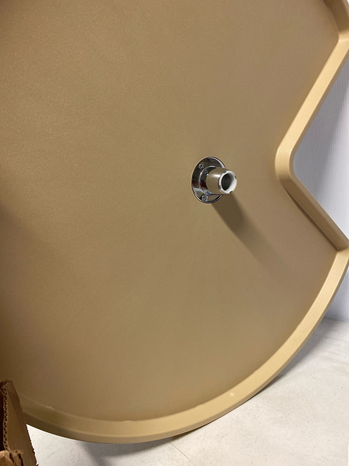 Rev-A-Shelf 6421-32-15-52 Classic 1 Shelf 32" Kidney Shaped Lazy Susan with Bottom Mount Rotating Post for Corner Base Cabinets - Almond