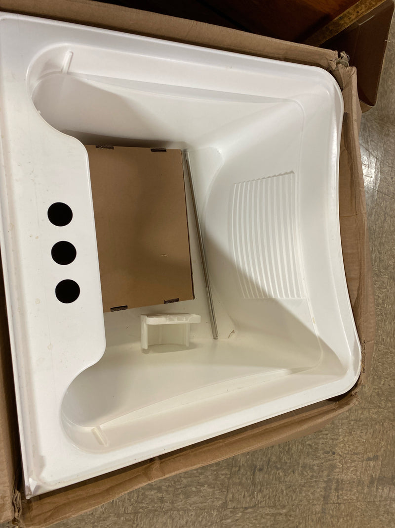 Zenna Home Utility Sink for Laundry Room and Garage, Freestanding Laundry Sink for Garage or Kitchen, Indoor & Outdoor Utility Tub with Pull-Out Faucet, Towel Bar, 24" W x 24" D x 36.75" H, White