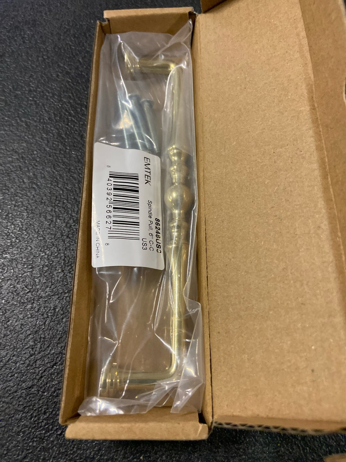 Emtek 86248US3 Spindle 6 Inch Center to Center Handle Cabinet Pull - Polished Brass