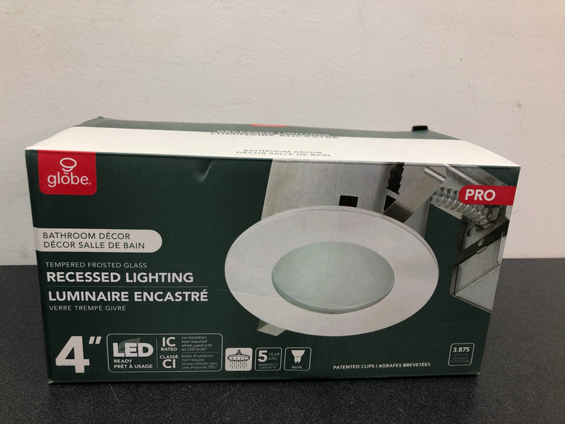 Globe Electric 90663 4" GU10 Recessed Trim and Remodel Housing- IC Rated - White