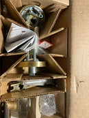 Baldwin PVCCYCRR044 Contemporary Crystal Privacy Door Knob Set with Contemporary Round Rose from the Reserve Collection - Satin Brass