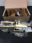 Baldwin PSSQUCFR044 Square Passage Door Lever Set with 5 Inch Rectangle Rose from the Reserve Collection - Satin Brass