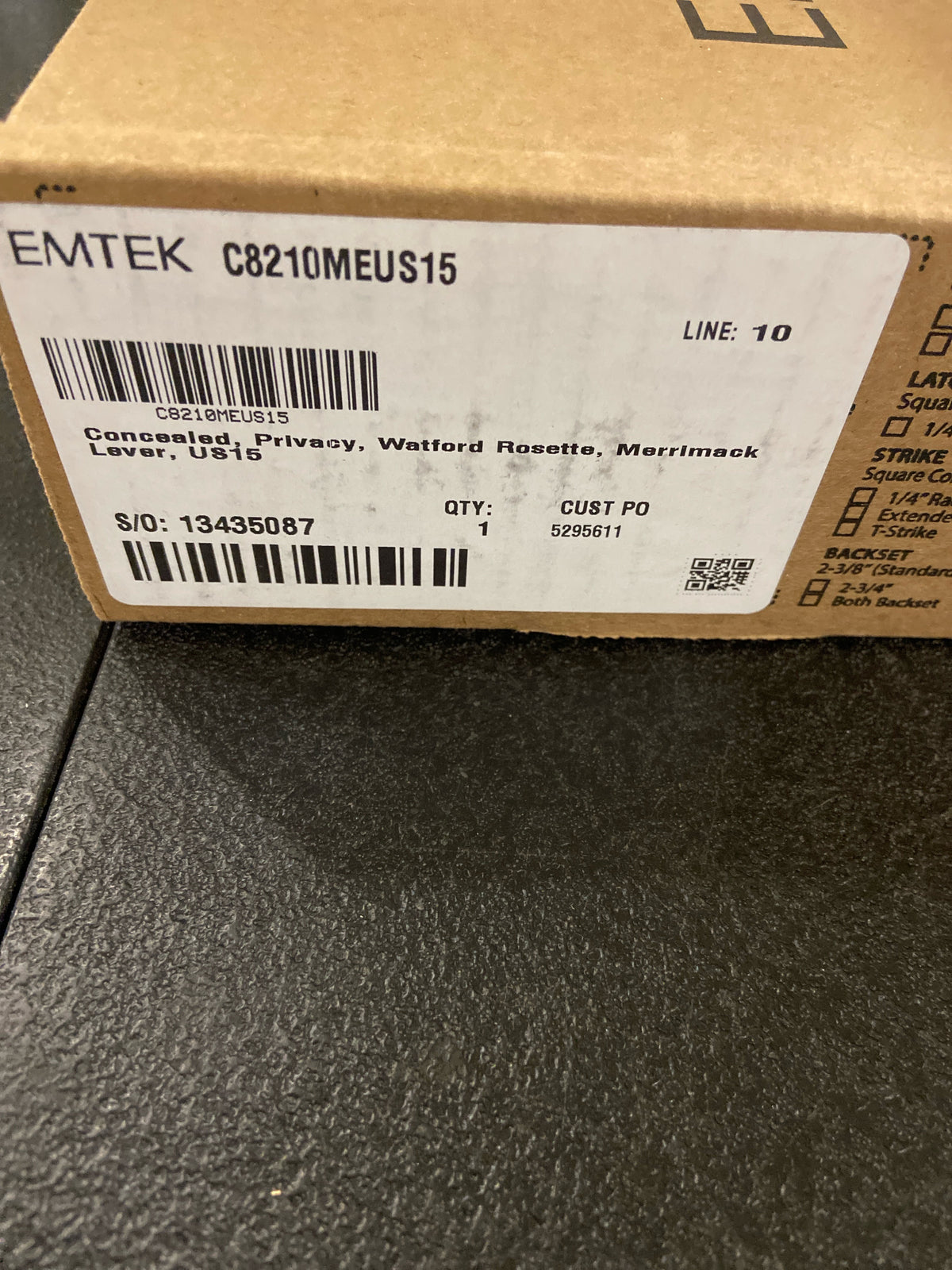 Emtek C822MEUS15 Merrimack Privacy Door Lever Set with Concealed Screws from the American Designer Collection - Satin Nickel Watford Rosette