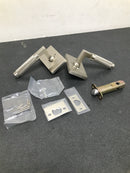 Emtek 5212US15.LSUS15.KNUS15.LH Knurled L-Square Left Handed Privacy Door Lever Set with Modern Rectangular Rose from the SELECT Brass Collection - Satin Nickel