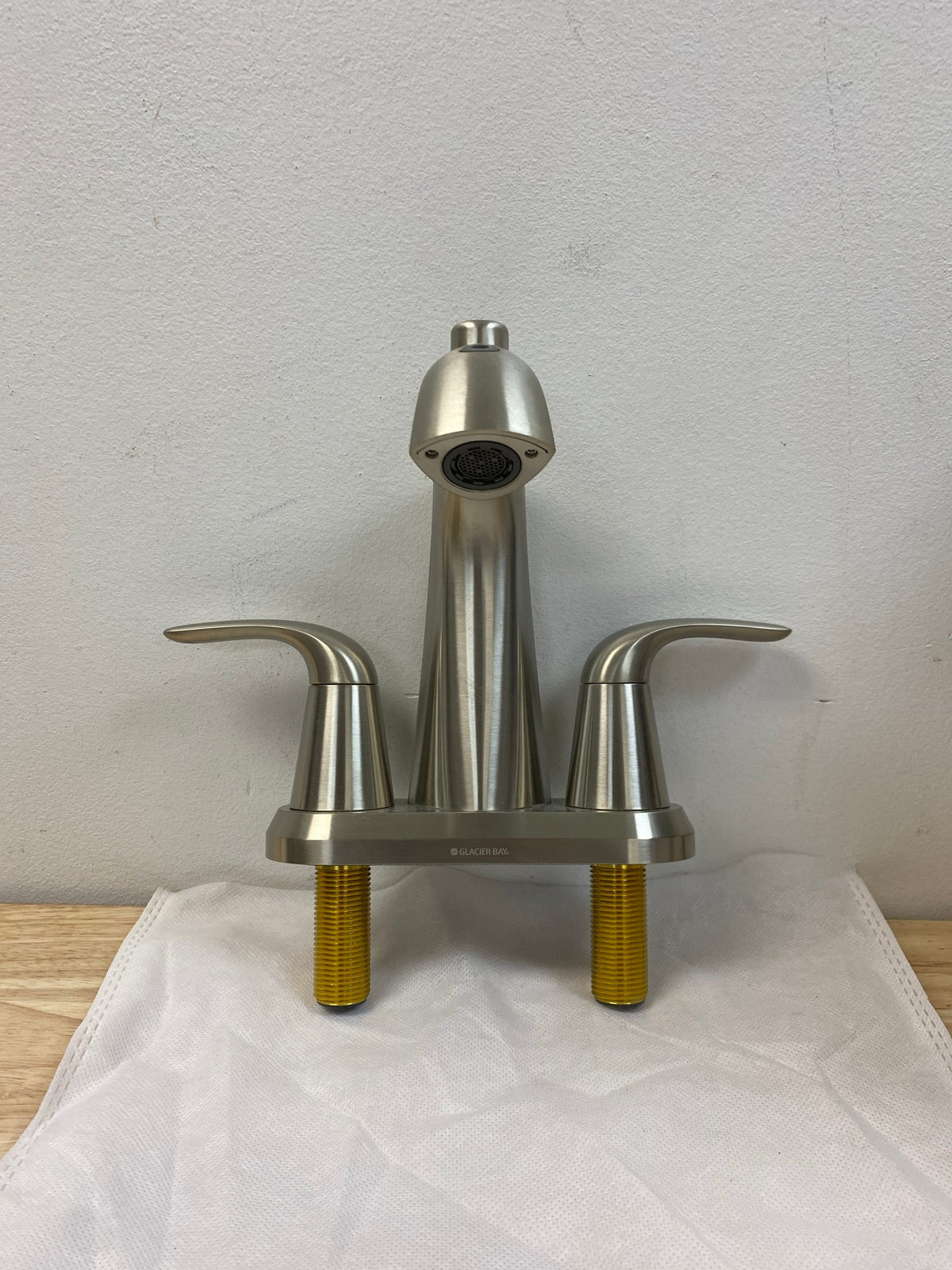Glacier bay A75064BN Nadina 4 in. Centerset Double Handle Bathroom Fountain Faucet in Brushed Nickel