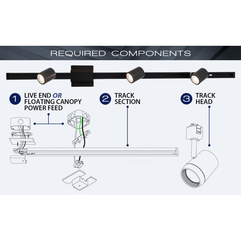 WAC Lighting Summit J-Track 7" Tall 3000K LED Track Head with Field Adjustable Beam Angle