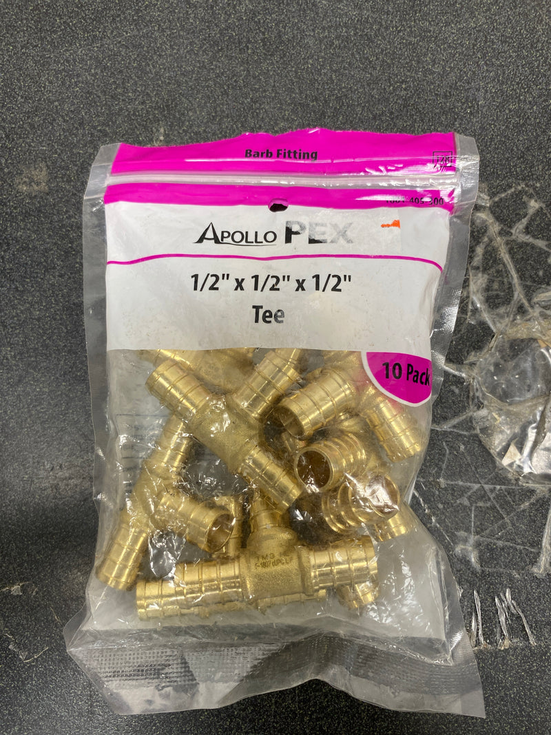 Apollo APXT1210PK 1/2 in. Brass PEX-B Barb Tee (9-Pack)