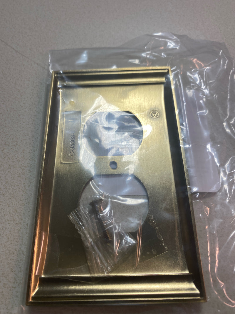 Amerock | Wall Plate | Golden Champagne | Duplex Outlet Cover | Candler | 1 Pack | Electrical Outlet Cover