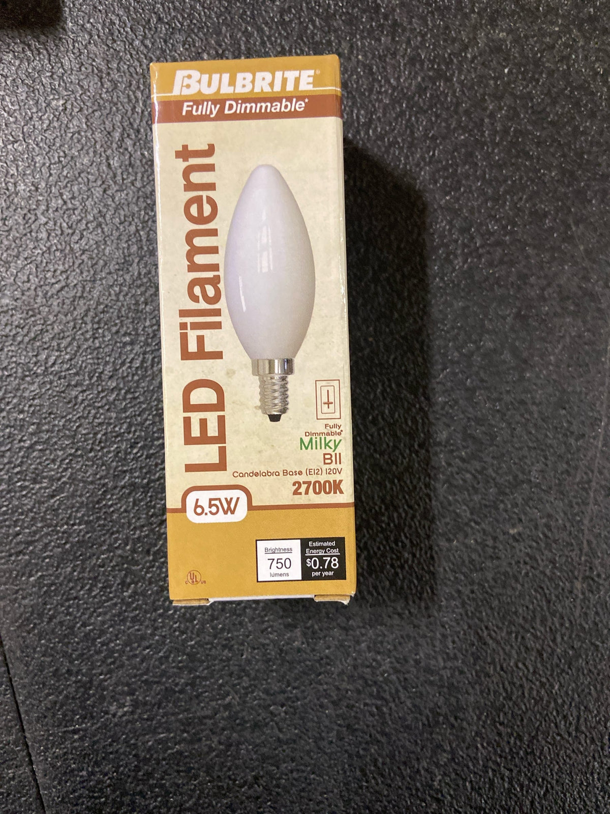 Bulbrite 776986 6.5 Watt Dimmable B11 Candelabra (E12) LED Bulb- 750 Lumens, 2700K, and 90CRI - Milky