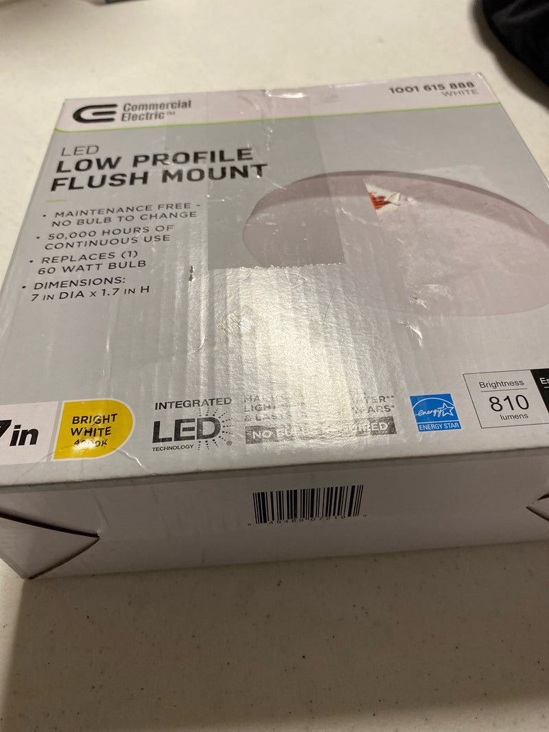 Commercial Electric 7" Round, LED, 810 Lumens Ceiling Flush Mount Light with Acrylic Lens