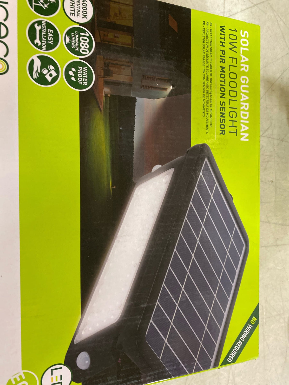 Luceco 10W Solar Guardian PIR Wall Light, 1080lm, 4000K, IP65, Black