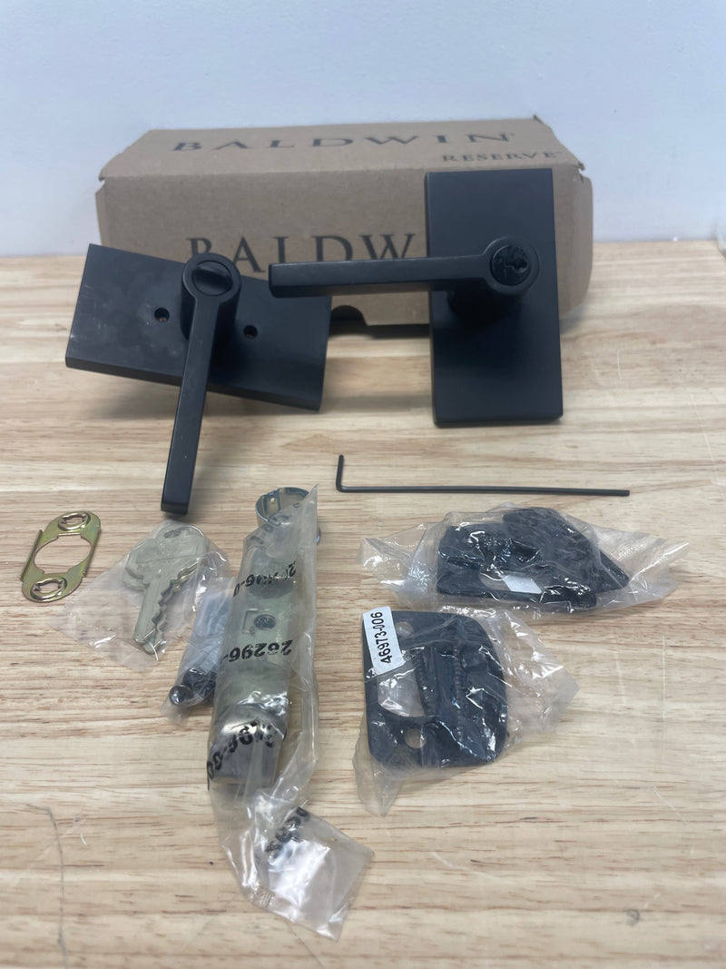 Baldwin ENSQUCFR190 Baldwin EN.SQU.CFR Square Single Cylinder Keyed Entry Door Lever Set with 5 Inch Rectangle Rose from The Reserve Collection