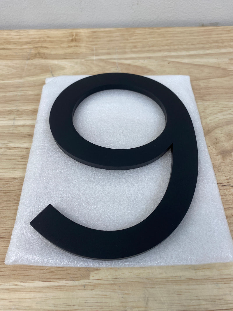 Sure-Loc HNF6-9 FBL 6 Inch Tall Brushed Aluminum Floating House Number 9 - Flat Black