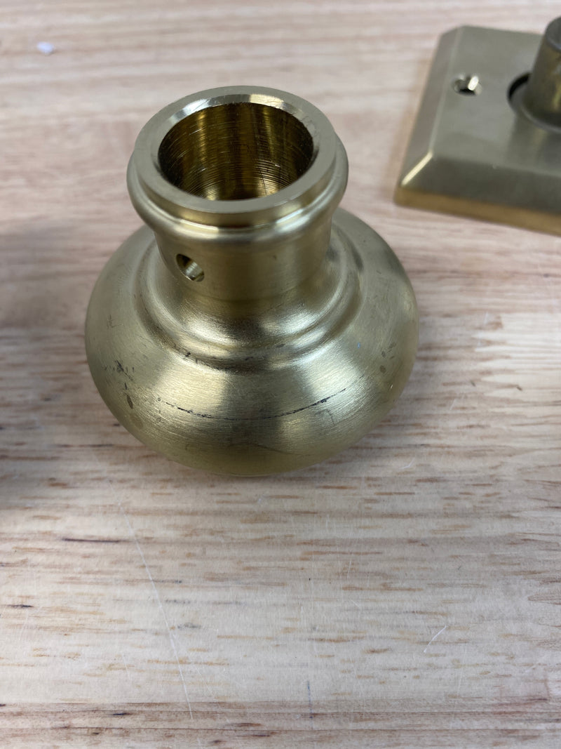 Baldwin FDTRATSR044 Traditional Non-Turning Two-Sided Dummy Door Knob Set with Square Rose - Lifetime Satin Brass