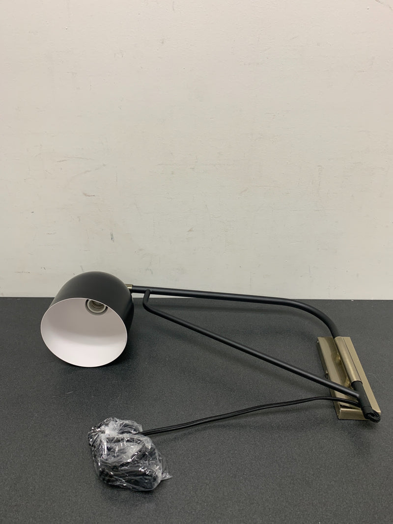 Amazon Brand – Rivet Mid-Century Swiveling Wall Sconce with Bulb, 11"H, Black and Antique Brass