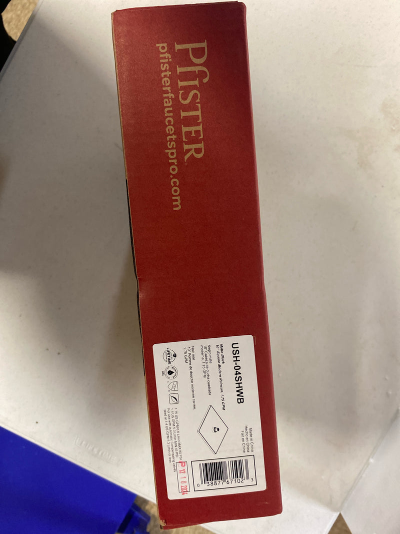 Pfister USH-04SHWB Modern Square 1.75 GPM Single Function Rain Shower Head - Matte Black