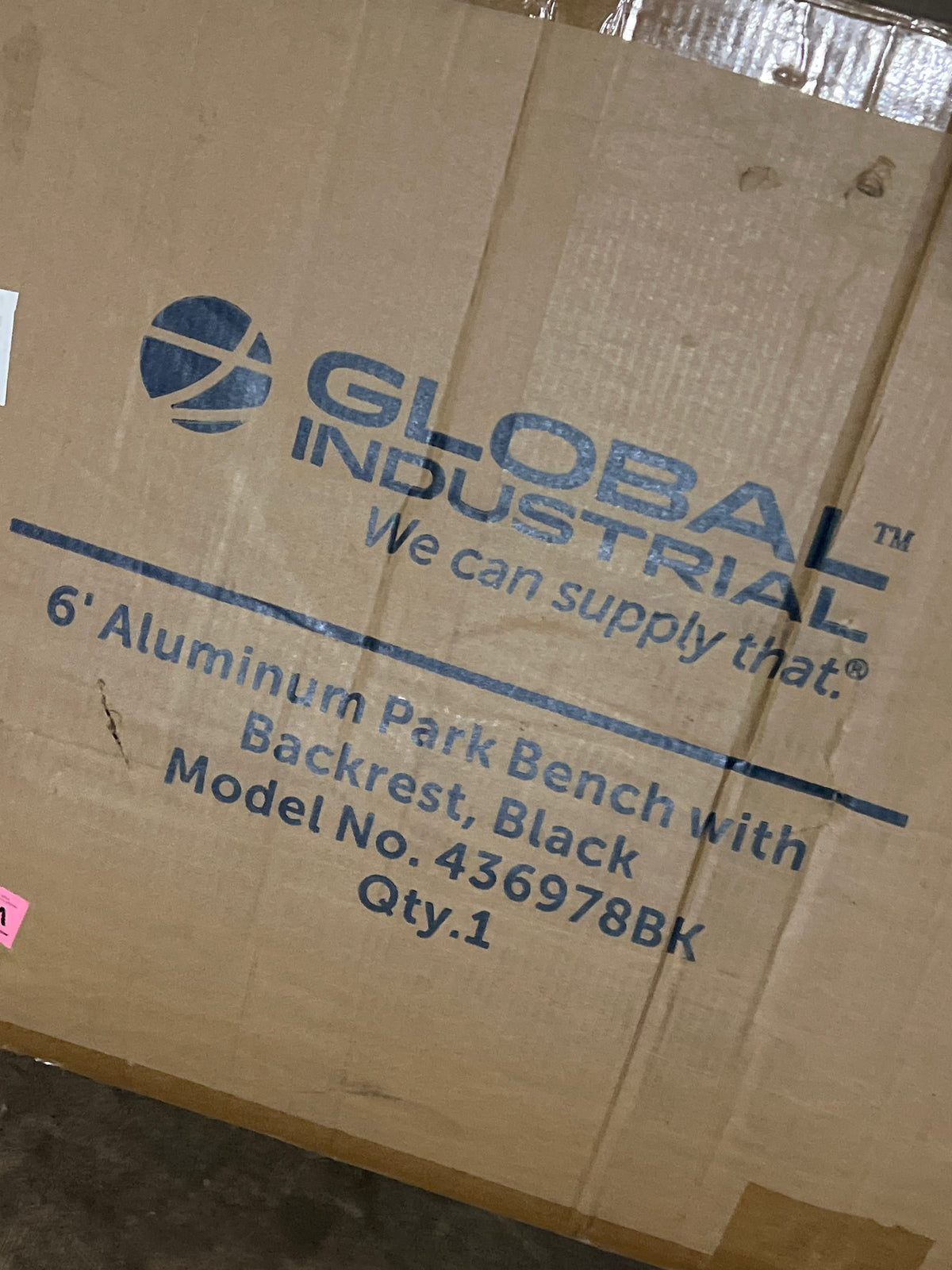 Global Industrial 6' Aluminum Park Bench with Backrest, Black