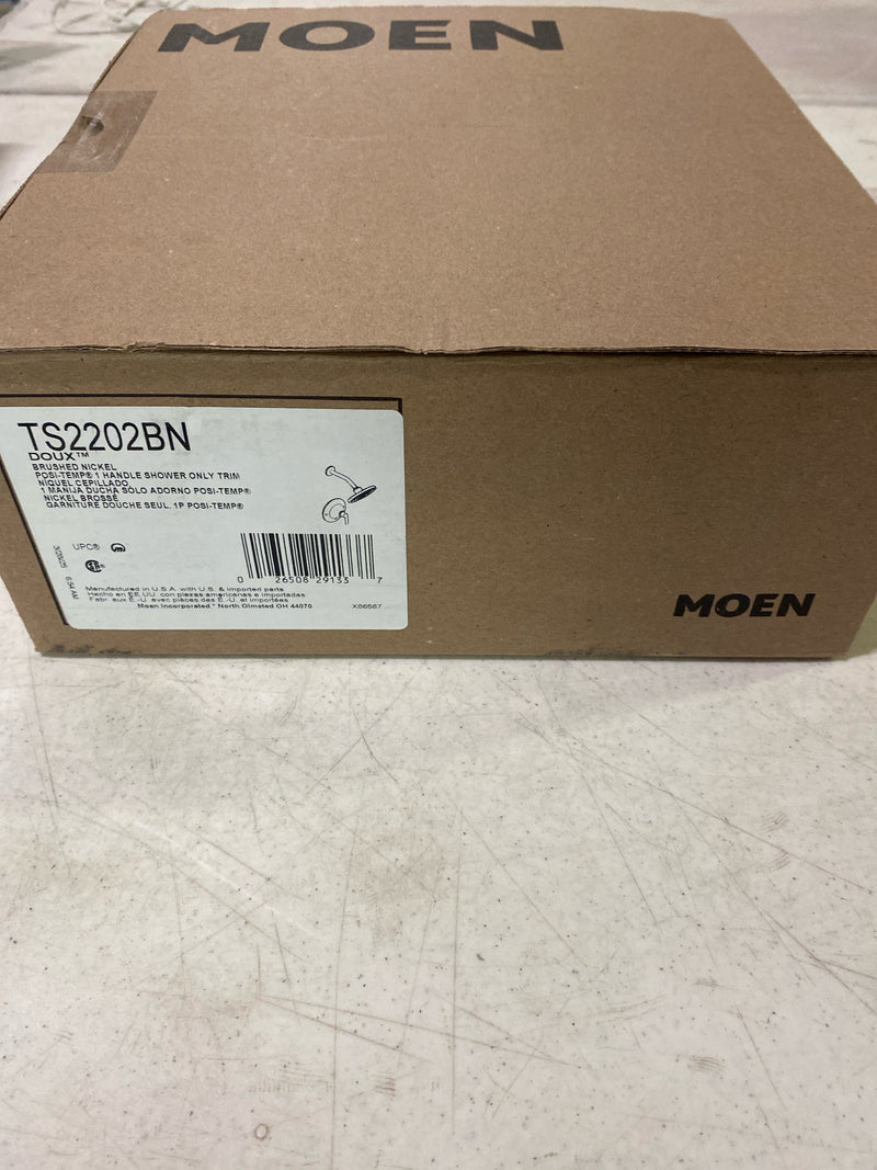 Moen TS2202BN Doux Shower Only Trim Package with 2.5 GPM Single Function Shower Head - Less Valve - Brushed Nickel