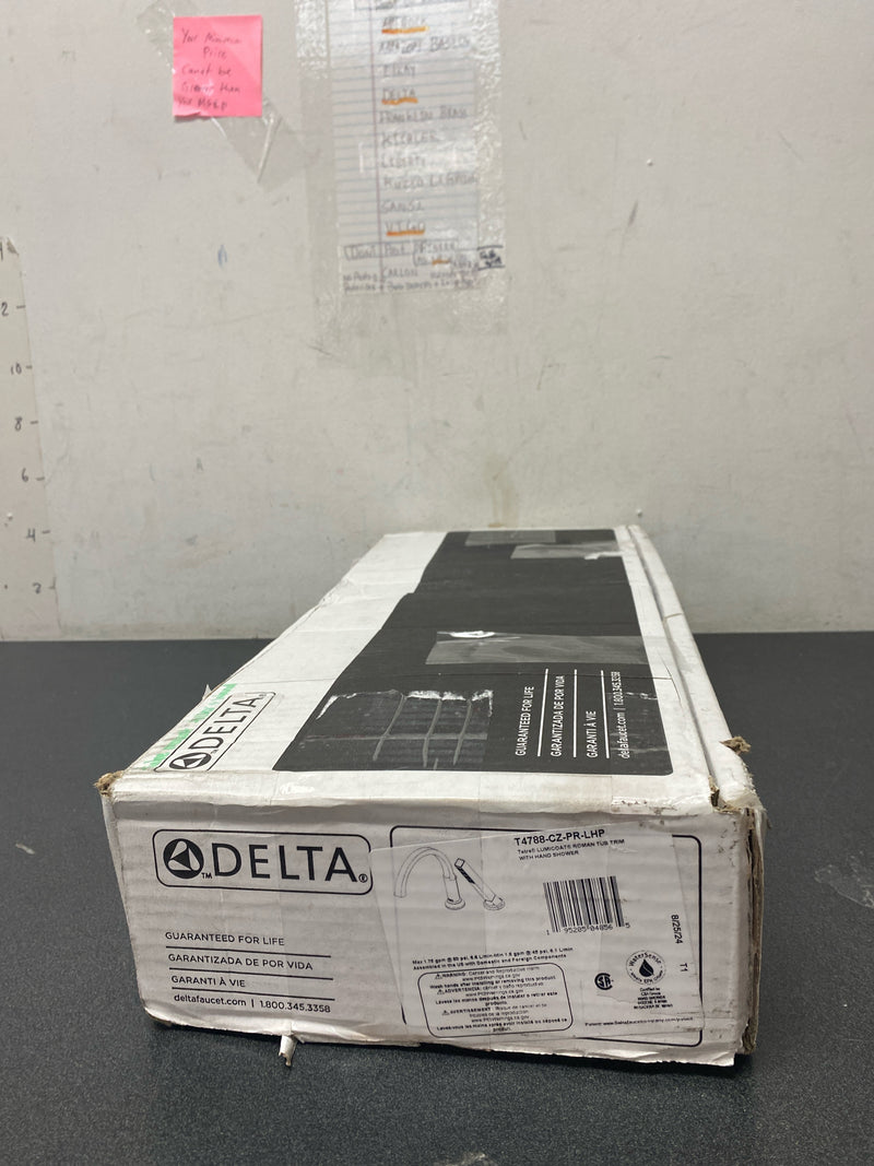 Delta T4788-CZ-PR-LHP Tetra Deck Mounted Roman Tub Filler with Built-In Diverter and Hand Shower - Less Handles and Rough In - Lumicoat Champagne Bronze