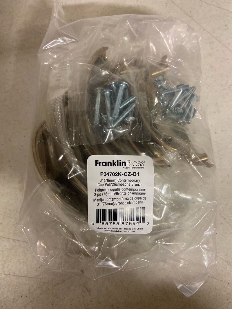 Franklin Brass P34702K-CZ-B1 Cup Pulls 3 Inch Center to Center Cup Cabinet Pull - Pack of 5 - Champagne Bronze