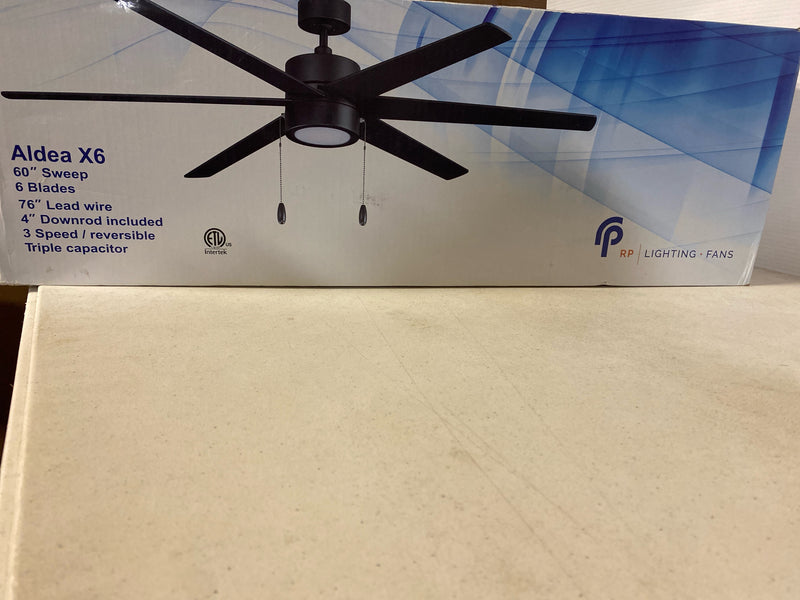 RP Lighting and Fans 1060MBK-MBK Aldea X 60" 6 Blade Indoor Ceiling Fan - Matte Black / Matte Black