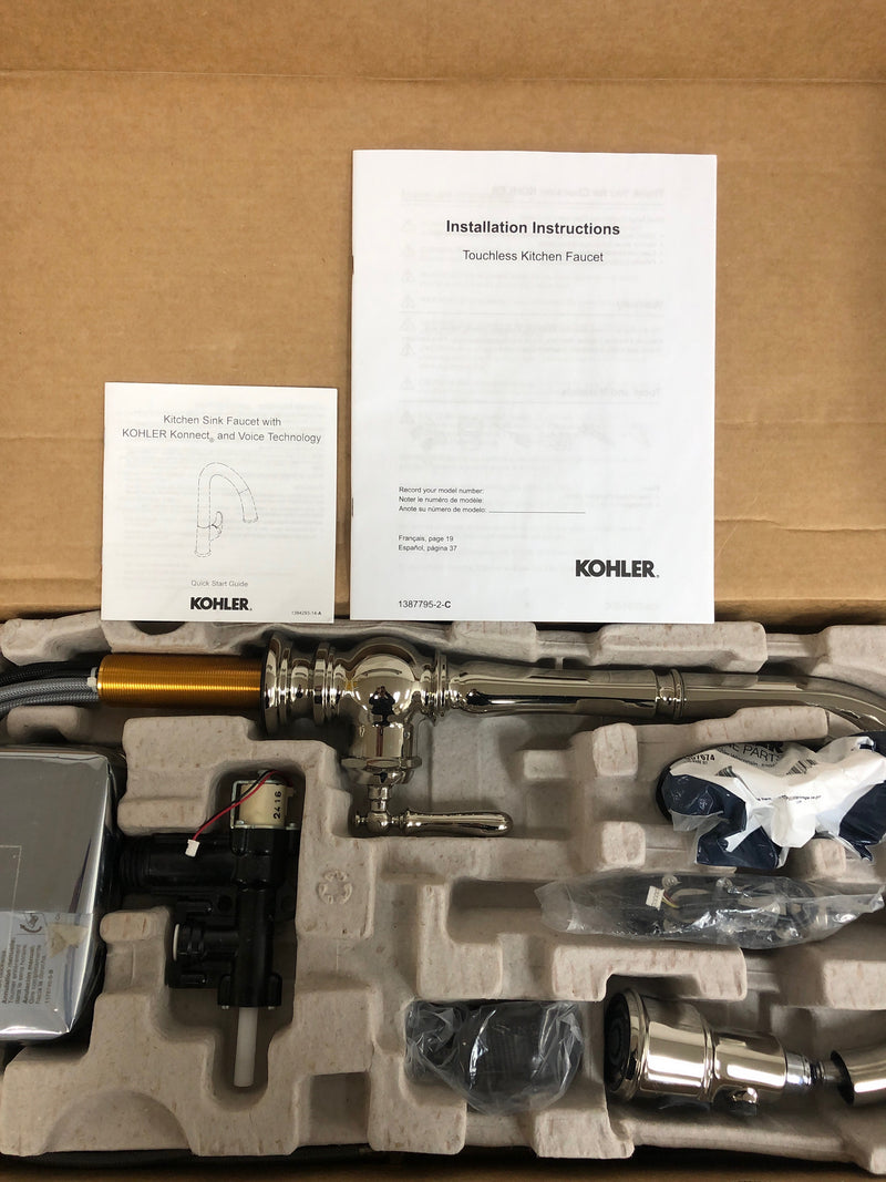 Kohler K-29709-WB-SN Artifacts Single-Handle Kitchen Sink Faucet with Konnect and Voice-Activation in Vibrant Polished Nickel
