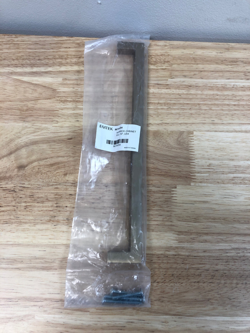 Emtek 86709US4 Warwick 10 Inch Center to Center Handle Cabinet Pull from the Modern Rectangular Collection - Satin Brass