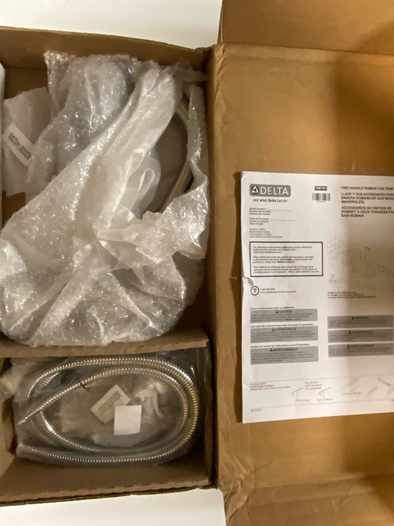 Delta T4797-SSLHP Cassidy Deck Mounted Roman Tub Filler Trim with Hand Shower - Handles and Rough-In Valve Sold Separately - Brilliance Stainless