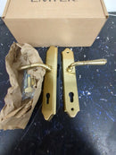 Emtek 1581US7 Classic Brass Door Configuration 5 Keyed Entry Multi Point Trim Lever Set with European Cylinder Below Handle - French Antique