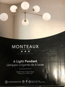 Monteaux lighting B11616 AG 39 in. 6-Light Gold Sputnik Pendant Light Fixture with Frosted Glass Globe Shades