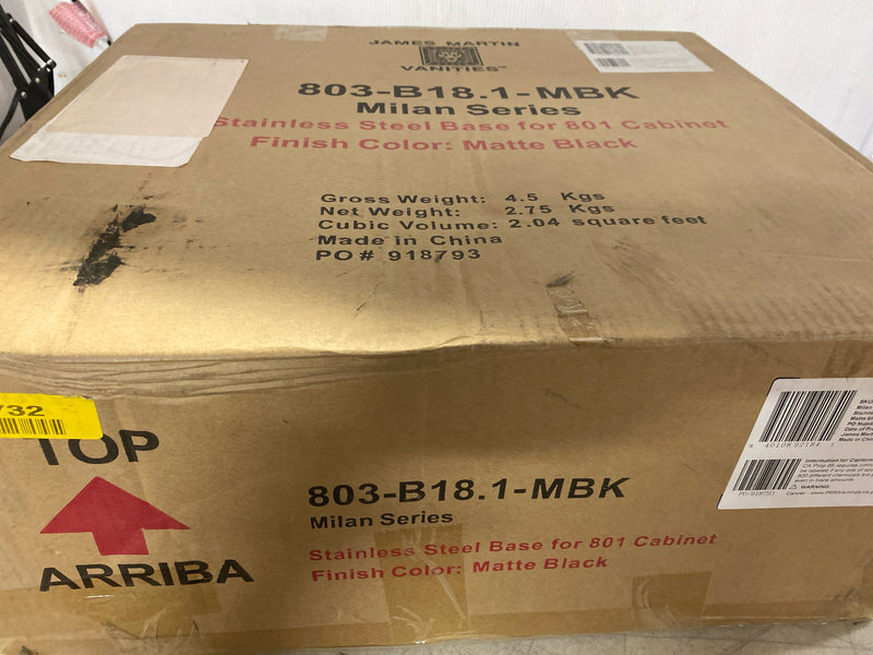 Milan 18.1" Depth Stainless Steel Base(Tall), Matte black