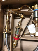 Homemystique H-16463-BG 8 in. Widespread Double Handle Low Arc Bathroom Faucet, in Brushed Gold