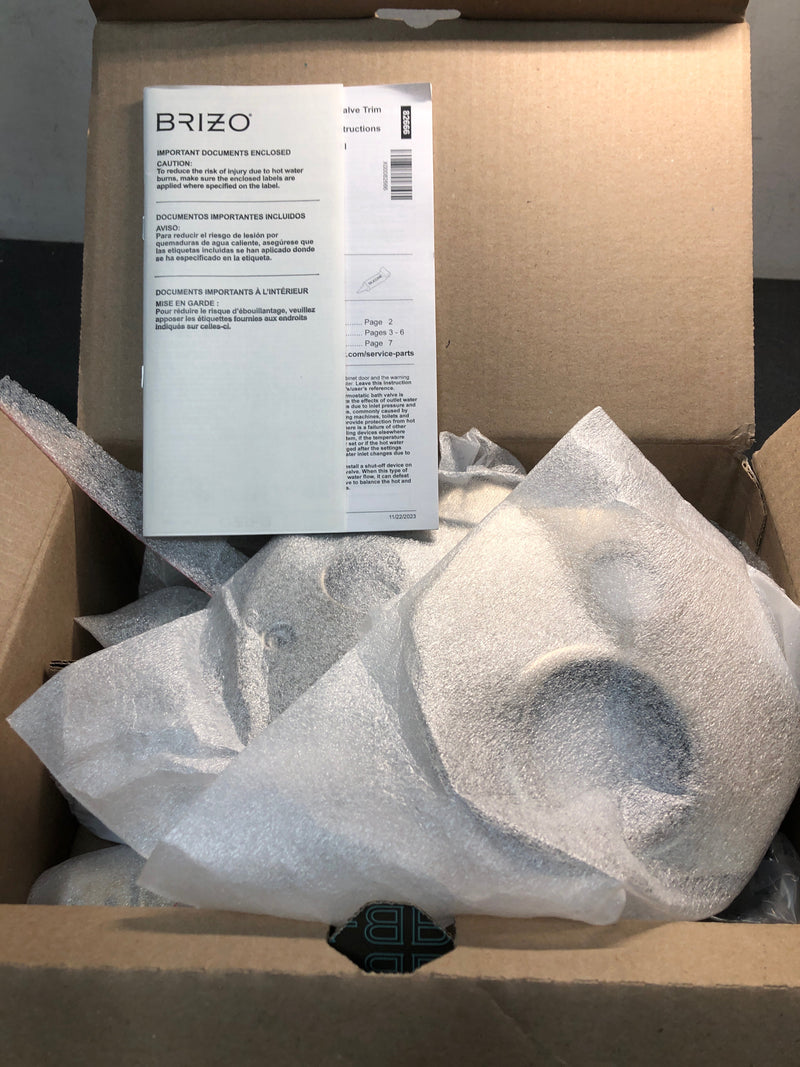 Brizo T75561-NK Rook Thermostatic Valve Trim with Integrated Volume Control and 3 Function Diverter for Two Shower Applications - Less Rough-In - Luxe Nickel