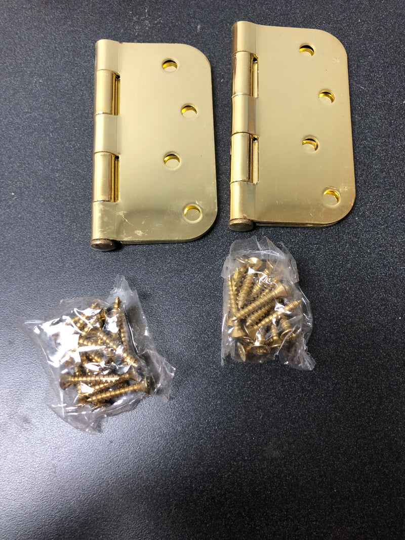 Deltana S44R53 4" x 4" Plain Bearing 5/8" Radius Corners Mortise Hinge - Pair - Polished Brass