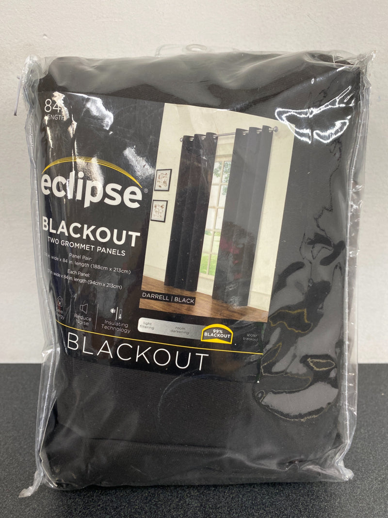 Eclipse 17523074X084BLK Darrell Blackout Window Panel - 37 in. W x 84 in. L (2-Pack)