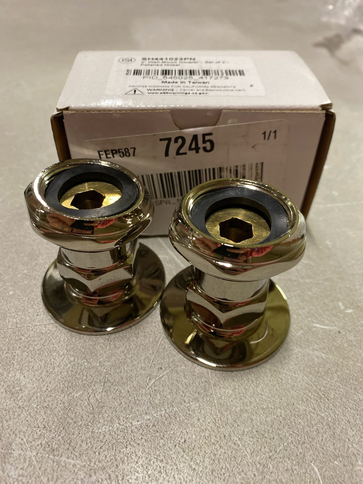 Signature Hardware 196591 2" WALL-MOUNT COUPLER - SET OF 2 - Polished Nickel
